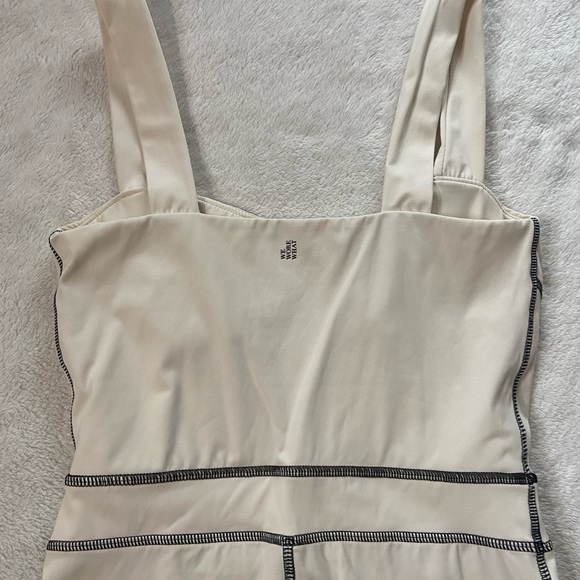 WeWoreWhat Cream Jumpsuit with Black Trim - Picture 4 of 10